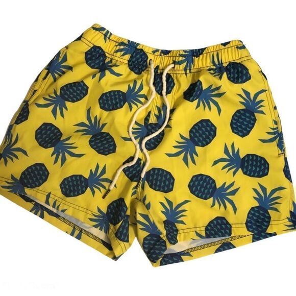 Two left feet swim wear Board Shorts bathing suit yellow pineapple M- 32 - Picture 1 of 9